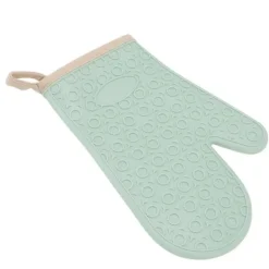 Grytlappar & Grillvantar-Silikonugnsvante Högtemperaturbeständig Vattentät Halksäker köksbakhandske med bomullsfodral Grön