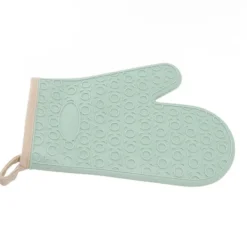 Grytlappar & Grillvantar-Silikonugnsvante Högtemperaturbeständig Vattentät Halksäker köksbakhandske med bomullsfodral Grön