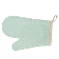 Grytlappar & Grillvantar-Silikonugnsvante Högtemperaturbeständig Vattentät Halksäker köksbakhandske med bomullsfodral Grön