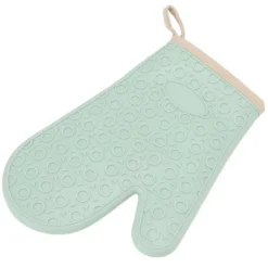 Grytlappar & Grillvantar-Silikonugnsvante Högtemperaturbeständig Vattentät Halksäker köksbakhandske med bomullsfodral Grön