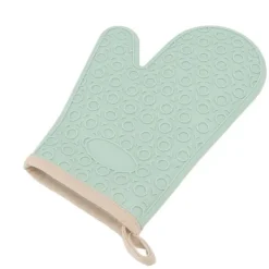 Grytlappar & Grillvantar-Silikonugnsvante Högtemperaturbeständig Vattentät Halksäker köksbakhandske med bomullsfodral Grön