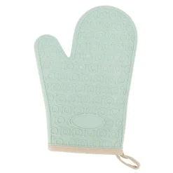 Grytlappar & Grillvantar-Silikonugnsvante Högtemperaturbeständig Vattentät Halksäker köksbakhandske med bomullsfodral Grön