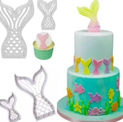 Kakformar-Sjöjungfru Fena 2-pack | Mermaid Tail Utstickare