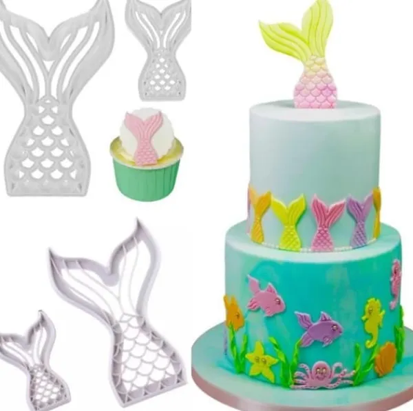 Kakformar-Sjöjungfru Fena 2-pack | Mermaid Tail Utstickare