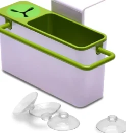 Diskställ & Torkställ-Självdränerande diskbänk, svamphållare och borsthållare, bestickavlopp Diskbänkshållare för diskställ med 4 gummipackningar, torktratt