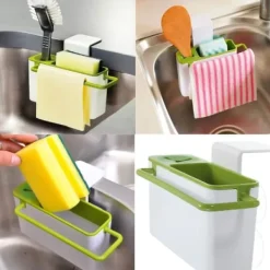 Diskställ & Torkställ-Självdränerande diskbänk, svamphållare och borsthållare, bestickavlopp Diskbänkshållare för diskställ med 4 gummipackningar, torktratt