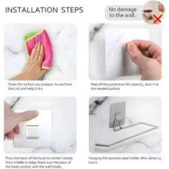 Köksorganiserare-Självhäftande Hushållspappershållare för Vägg Rostfritt Stål