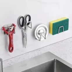 Köksorganiserare-Självhäftande Krok Hållare för Disksvamp Rostfritt Stål
