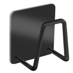 Köksorganiserare-Självhäftande Krok Hållare för Disksvamp Rostfritt Stål Svart