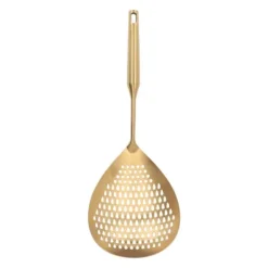 Hålslevar-Skimmer Ladle 304 Rostfritt Stål Livsmedelskvalitet Långt Handtag Stort Flöde Skimmersked för Kök Guld