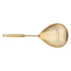 Hålslevar-Skimmer Ladle 304 Rostfritt Stål Livsmedelskvalitet Långt Handtag Stort Flöde Skimmersked för Kök Guld