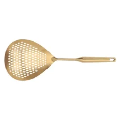 Hålslevar-Skimmer Ladle 304 Rostfritt Stål Livsmedelskvalitet Långt Handtag Stort Flöde Skimmersked för Kök Guld