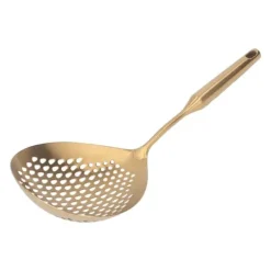 Hålslevar-Skimmer Ladle 304 Rostfritt Stål Livsmedelskvalitet Långt Handtag Stort Flöde Skimmersked för Kök Guld