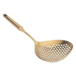 Hålslevar-Skimmer Ladle 304 Rostfritt Stål Livsmedelskvalitet Långt Handtag Stort Flöde Skimmersked för Kök Guld