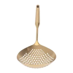 Hålslevar-Skimmer Ladle 304 Rostfritt Stål Livsmedelskvalitet Långt Handtag Stort Flöde Skimmersked för Kök Guld