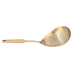 Hålslevar-Skimmer Ladle 304 Rostfritt Stål Livsmedelskvalitet Långt Handtag Stort Flöde Skimmersked för Kök Guld