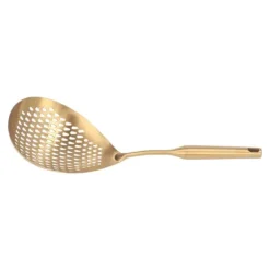 Hålslevar-Skimmer Ladle 304 Rostfritt Stål Livsmedelskvalitet Långt Handtag Stort Flöde Skimmersked för Kök Guld
