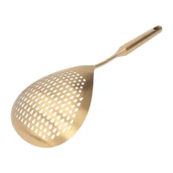 Hålslevar-Skimmer Ladle 304 Rostfritt Stål Livsmedelskvalitet Långt Handtag Stort Flöde Skimmersked för Kök Guld