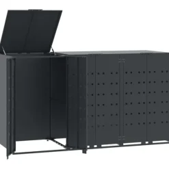 vidaXL Tillbehör Till Avfallshantering-Skjul för sopkärl för 3 platser antracit 207x79x117 cm stål