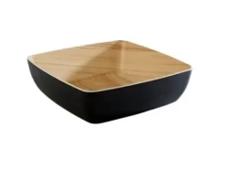 Skål Frida 2,65 ltr 25x25x7,5 cm Melamin Svart/träd look, 6 st/pk