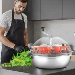 Skåltrimmer/knopptrimmer - Manuell 60 cm - Blad i rostfritt stål - Transparent lock - Våt- och torrtrim - Handvev - För hydroponisk odling