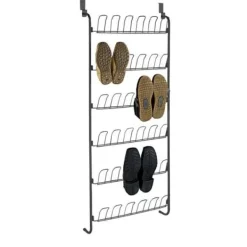 Kläd- & Garderobsförvaring-Sko- och entrémöbler - Wenko - Skoställ för dörr - 18 par - Svart - L 59 x H 151 x D 14 cm