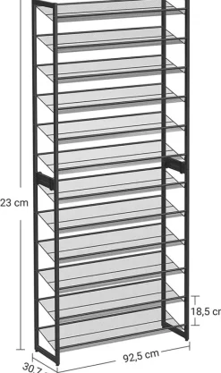 Kläd- & Garderobsförvaring-Skohylla 12-vånings Skoförvaring i metall nätthyllot - uppsättning av 2 stapelbar 6-lagers skohyllor