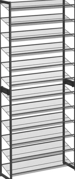Kläd- & Garderobsförvaring-Skohylla 12-vånings Skoförvaring i metall nätthyllot - uppsättning av 2 stapelbar 6-lagers skohyllor
