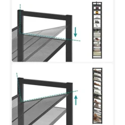 Kläd- & Garderobsförvaring-Skohylla, 92.5x30.7x223 cm, Svart