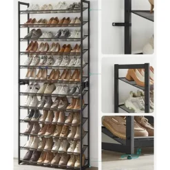 Kläd- & Garderobsförvaring-Skohylla, 92.5x30.7x223 cm, Svart