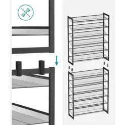 Kläd- & Garderobsförvaring-Skohylla, 92.5x30.7x223 cm, Svart
