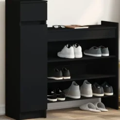 vidaXL Skoskåp svart 100,5x28x100 cm konstruerat trä