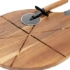 Skärbräda Excellent Houseware Rund pizzabräda i trä med kniv 30 cm 2 el.