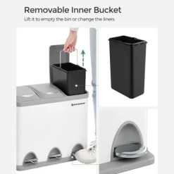 Skräpfack - Kök Prullen Bin - Metal Pedal Bin - 3 -in -1 bin - 24 liter - Avfallsseparation - Avfallsseparationssystem