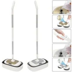 Sladdlös elektrisk snurrmopp med hink, 150 RPM, 400 ml vattentank, för golv och fönster, gul