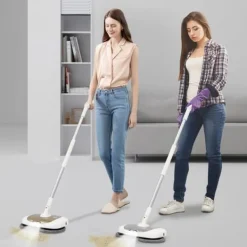 Sladdlös elektrisk snurrmopp med hink, 150 RPM, 400 ml vattentank, för golv och fönster, gul