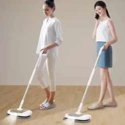 Sladdlös elektrisk snurrmopp med hink, 150 RPM, 400 ml vattentank, för golv och fönster, gul