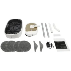 Sladdlös elektrisk snurrmopp med hink, 150 RPM, 400 ml vattentank, för golv och fönster, gul