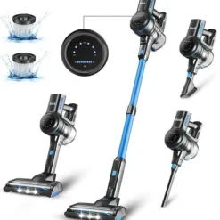 Handdammsugare-Sladdlös kvastdammsugare, INSE, S7P, blå, 6 i 1 lättviktsdammsugare, 26kpa, 45 min batteritid, 65db, 265W, 1L tank