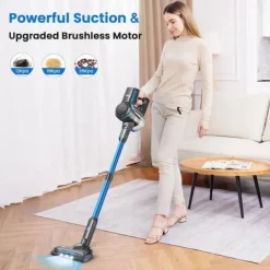 Handdammsugare-Sladdlös kvastdammsugare, INSE, S7P, blå, 6 i 1 lättviktsdammsugare, 26kpa, 45 min batteritid, 65db, 265W, 1L tank