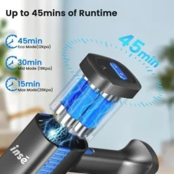 Handdammsugare-Sladdlös kvastdammsugare, INSE, S7P, blå, 6 i 1 lättviktsdammsugare, 26kpa, 45 min batteritid, 65db, 265W, 1L tank