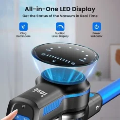 Handdammsugare-Sladdlös kvastdammsugare, INSE, S7P, blå, 6 i 1 lättviktsdammsugare, 26kpa, 45 min batteritid, 65db, 265W, 1L tank