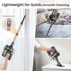 Sladdlös kvastdammsugare, INSE, S7P, svart, 6 i 1 lättviktsdammsugare, 26kpa, 45 min batteritid, 65db, 265W, 1L tank