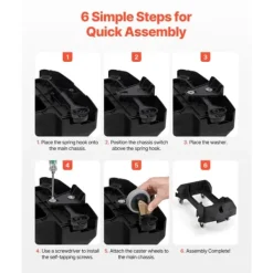 Tillbehör Till Avfallshantering-Slim Papperskorg Dolly, Passar 16/23 Gal Behållare, 200lbs Tung Duty, med Hjul