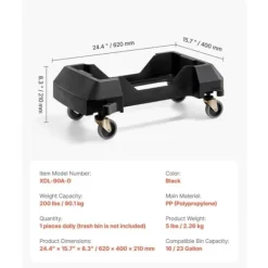 Tillbehör Till Avfallshantering-Slim Papperskorg Dolly, Passar 16/23 Gal Behållare, 200lbs Tung Duty, med Hjul