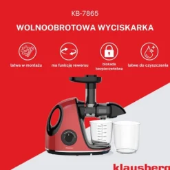 Juicepressar-Slow juicer 150W för frukt och grönsaker KALLPRESS KLAUSBERG KB-7865