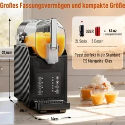 Slushmaskin, snabb kylning, omrörningsfunktion, 2,4 L, ljusfunktion, svart