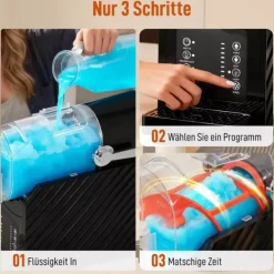 Slushmaskin, snabb kylning, omrörningsfunktion, 2,4 L, ljusfunktion, svart