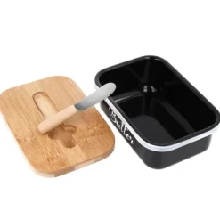 Smörform i stål med smörkniv, svart och vit, BRUNBESTE BB-2671-DE