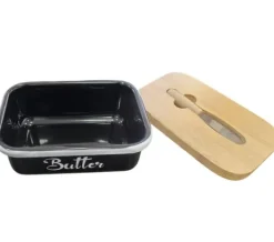 Smörform i stål med smörkniv, svart och vit, BRUNBESTE BB-2671-DE